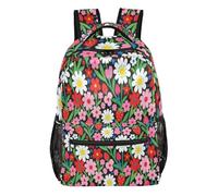 FRODOTGV Zaino scolastico multi-tasca, con spallacci imbottiti regolabili per adolescenti, ragazzi e ragazze, per gite brevi, taglia S, Margherita Fragola, S, Casual