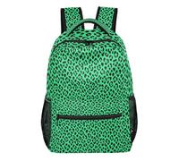 FRODOTGV Zaino strutturato per adolescenti, forma stabile, fodera interna in pelle di pesca, per studenti delle scuole elementari e secondarie, per lo shopping quotidiano, taglia S, Leopardo smeraldo