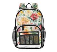 FRODOTGV Zaino trasparente per bambini con narciso fiori autunnali per la scuola borse per libri trasparenti con tasca laterale borse in PVC trasparente trasparente, fiori autunnali narcisi, 1