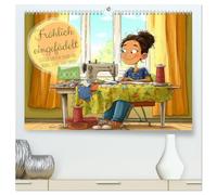 Fröhlich eingefädelt (hochwertiger Premium Wandkalender 2026 DIN A2 quer), Kunstdruck in Hochglanz: Lustige Sprüche rund um Nadel, Stoff und Faden
