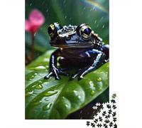 Frog 1000 Componenti Carta Ecologica Black Frog on Leaf Puzzle Familiare Facile Da Pulire Portatile Livello Di Difficoltà Equilibrato Loisirs A Casa 70x50cm/1000pcs