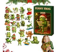 Frog Advent Calendar 2025,24 Days Christmas Countdown Advent Calendars with 2D Flat Acrylic Frog Ornaments for Kids Adults,Funny Animals Frog Advent Calendars-A
