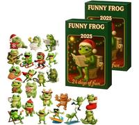 Frog Advent Calendar 2025, 24 Days Christmas Ornament Countdown Calendar, 2D Acrylic Funny Frog Figurines Hanging Pendant Christmas Tree Decorations, Funny Animals Frog Advent Calendars (2PC)