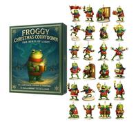 Frog Adventt Calendar 2025-2D Ornaments, 24-Day Frog Themed Christmas Countdown Set | 2D Flat Acrylic Pendants for Christmas Tree, Car Rearview Mirror, Wall, Window, Door, Cute Holiday Decor
