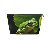 (Frog and Rain) Borsa da viaggio in pelle con cerniera, borse per cosmetici per donna, piccola borsa per il trucco per borsa, borsa da viaggio portatile per cosmetici, borsa regalo per donne, ragazze,