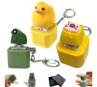 Frog Croaking Fidget Toy, Croaking Frog Keychain, Fun Rechargeable Frogs Keychain with Colorful Light, Send Packaging Box (1/2 Pcs) (Duck+Frog+Pig)