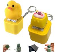 Frog Croaking Fidget Toy, Croaking Frog Keychain, Fun Rechargeable Frogs Keychain with Colorful Light, Send Packaging Box (1/2 Pcs) (Pig+Duck)