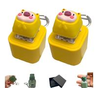 Frog Croaking Fidget Toy, Croaking Frog Keychain, Fun Rechargeable Frogs Keychain with Colorful Light, Send Packaging Box (1/2 Pcs) (2 Pig)