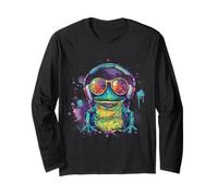 Frog DJ Techno Beatmaker Dance Club House Music Cuffie Maglia a Manica