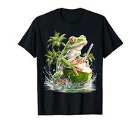 Frog Drinks Frutta Natura Motivo Albero Animale Opera d'arte Rana Maglietta