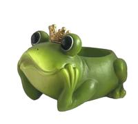 Frog Figures Plant Pot - Frog Planter - Crowned Frogs Resin Plant Pot Decorative Vaso | Whimsical Garden Container For Indoor Outdoor Use, Cute Animal Utensil Holder For Desk, Patio, Kitchen