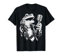 Frog Hold Microfono Canta Animale Motivo Illustrazione Rana Maglietta