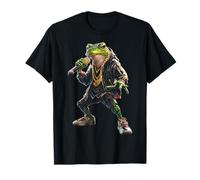 Frog Hold Microfono Canta Ritratto Arte Motivo Animale Rana Maglietta