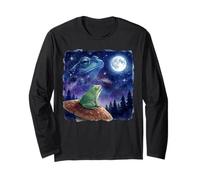 Frog Howling at The Moon Night Sky Animal Art Maglia a Manica
