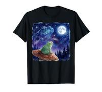 Frog Howling at The Moon Night Sky Animal Art Maglietta