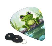 Frog in a pond - Confezione da 6 plettri per chitarra con porta plettri in pelle, portachiavi, custodia per plettro, arte astratta, per chitarra acustica elettrica, ukulele, 0,71 mm