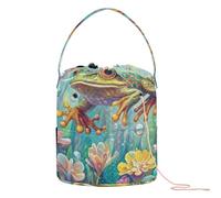 Frog in The Water Yarn Bag con fori Crochet Hook Storage per ferri da maglia caja de almacenamiento para hilos