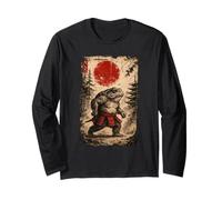 Frog Japanese Samurai Warrior Vintage Graphic Ukiyo-e Art Maglia a Manica