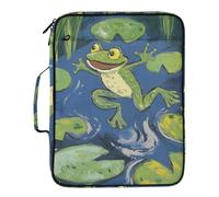 Frog Jumping on The Lily Pad Cartella con etichette 7 tasche A4 formato lettera con chiusura a cerniera per la conservazione dei documenti Espandibile appeso cartelle di file carpeta de
