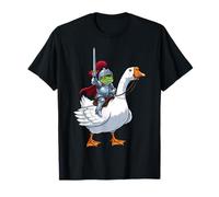 Frog Knight Riding a Goose Medieval Fantasy Maglietta