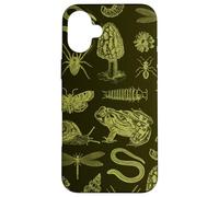 Frog Mushroom Moth Vintage Biology Goblincore Aesthetic Custodia per iPhone 16 Plus