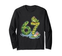 Frog Number 67 o 67th Birthday Cool Meme Six Seven Maglia a Manica