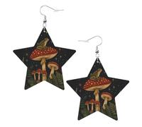 Frog On Mushroom At Starry Orecchini In Pelle Stampato Orecchini Divertenti Accessori Per Donne Carnevale Cosplay