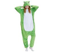 Frog Onesie Cute Frog Costume a Manica Lunga Cartoon Animal Ocesie con Gli Occhi Rotondi Cappello Comodo Casa e Cosplay da Festa Costumi per Donne e Bambini, Costume L