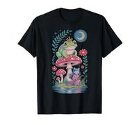 Frog Prince Cat Girl Funghi Luna Fairycore Fantasy Art Maglietta