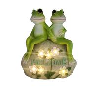 Frog Solar Lights Outdoor Garden, Cute Resin Animal Sculpture Figurine, 5.12x3.35x5.91 Inches Decorative Waterproof Light for Yard, Pathway, Porch, Lawn, Patio, Nighttime Garden Decor