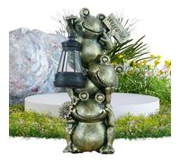 Frog Statue Solar Light - Frog Path Lamps, Garden Lantern Lights for Patio, Lawn Yard Gear with Lantern, Pathway Courtyard Kit for Automatic Night Illumination and Decorative Outdoor Lighting