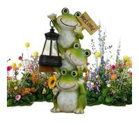 Frog Statue Solar Light - Frog Path Lamps, Garden Lantern Lights for Patio, Lawn Yard Gear with Lantern, Pathway Courtyard Kit for Automatic Night Illumination and Decorative Outdoor Lighting