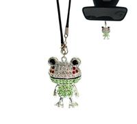 Frog Swing - Specchio retrovisore Frog Swing - con strass per interni auto - Squisita decorazione per auto, decorazione per interni auto, divertente per rimorchi auto