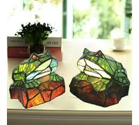 Frog Table Lamp Stained Glass Accent Night Light for Home Décor Nursery Bedside Bedroom Living Room, Multi-Colored Frog Table Light, Jewelries Glass Desk Lamp Fixture,2
