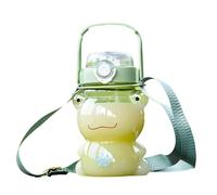 Frog Water Bottle - Cute Kawaii Design, Straw, Strap, Leakproof, Portable