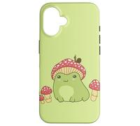 Frog with Mushroom Hat and Snail, Cottagecore Aesthetic Custodia per iPhone 16