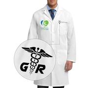 Frogaily Camice da Laboratorio Personalizzato per Uomini e Donne Camice da Laboratorio Medico Personalizzato con Icona di Specialità e Nome, Manica Lunga Unisex, Professionale ed Elegante, Bianco