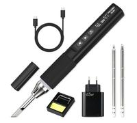 FROGBRO Set saldatore Type-C con alimentatore 65W, temperatura regolabile 100-450°C, riscaldamento rapido 8 secondi, 3 punte, display OLED, modalità stand-by automatico