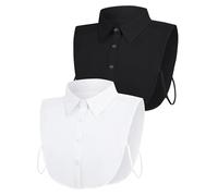 Frogetu 2 Pezzi Colletto Staccabile Donna, Falso Colletto Decorativo Dickey, Collo Camicia Mezza Camicia in Cotone, Colletto Rimovibile per Camicette e Bluse (Bianco Nero)