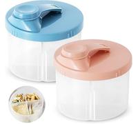 Frogetu 2 Pezzi Portatile per Latte in Polvere per Neonati - Dosatore con Coperchio Girevole Sicuro, Contenitore Multifunzionale, 4 Compartimenti, Facile da Pulire