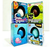 Frogetu 4 Uova Magiche da Far Schiudere - Giocattolo ad Acqua per Bambini con Pinguino, Axolotl, Orso Nero e Astronauta - Uovo Sorpresa che Cresce in Acqua - Giocattolo Educativo da 3 Anni