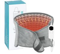 Frogetu, Termoforo Elettrico Lombare 120x30cm - Fascia Riscaldante Schiena con 6 Temperature e Timer, Cuscino Termico Elettrico per Addome Spalle, Lavabile-Grigio