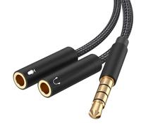 Froggen Adattatore per microfono, cavo audio splitter jack da 3,5 mm maschio a doppio 3,5 mm femmina micro auricolare cavo placcato oro compatibile con iPod, telefono, portatili, Xbox One, PS4, PC, 35