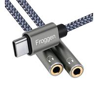 Froggen Adattatore splitter jack USB C a doppio ingresso da 3,5 mm, adattatore per cuffie Aux da Typc C compatibile con Pad Pro 2020, Galaxy S20+ 20 Note 20, Pixel 4 XL, OnePlus 8T, P40/P30 Pro