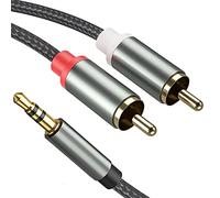 Froggen Cavo RCA Jack 3.5mm Cavo Adattatore 3,5 mm a 2 RCA Maschio Cavo Audio Stereo Jack in Nylon per Smartphone Amplificatore MP3 Altoparlante Subwoofer Tablet TV DVD Home Theater ecc - 1M