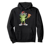 Frogs Amphibian Kids, Eating Pizza Funny Frog Felpa con Cappuccio