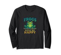 Frogs Make Me Happy Funny Nature Amphibian Lover Citazione Maglia a Manica