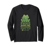 Frogs Make Me Happy Funny Nature Amphibian Lover Citazione Maglia a Manica