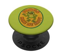 Frogs Make Me Happy Funny Nature Amphibian Lover Citazione PopSockets PopGrip Adesivo