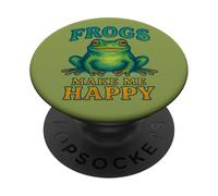 Frogs Make Me Happy Funny Nature Amphibian Lover Citazione PopSockets PopGrip Adesivo